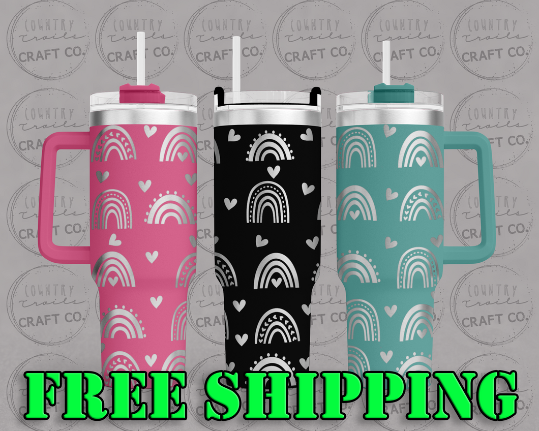 40oz Rainbow Dupe Tumbler Gift 238