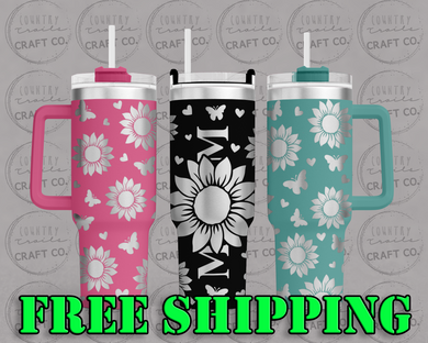 40oz Sunflower Mom Dupe Tumbler Gift 245