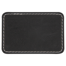 Load image into Gallery viewer, 3&quot; x 2&quot; Rectangle Black/Silver Leatherette Patch with Adhesive