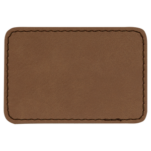 3" x 2" Rectangle Dark Brown Leatherette Patch with Adhesive