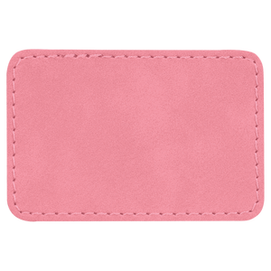 3" x 2" Rectangle Pink Leatherette Patch with Adhesive