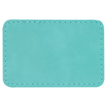 Load image into Gallery viewer, 3&quot; x 2&quot; Rectangle Teal Leatherette Patch with Adhesive