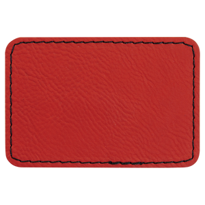 3" x 2" Rectangle Red Leatherette Patch with Adhesive