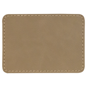 3 1/2" x 2 1/2" Rectangle Light Brown Leatherette Patch with Adhesive