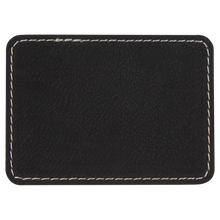 Load image into Gallery viewer, 3 1/2&quot; x 2 1/2&quot; Rectangle Black/Silver Leatherette Patch with Adhesive