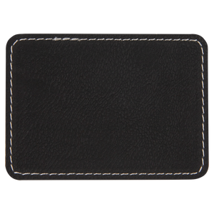 3 1/2" x 2 1/2" Rectangle Black/Silver Leatherette Patch with Adhesive