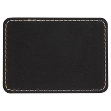 Load image into Gallery viewer, 3 1/2&quot; x 2 1/2&quot; Rectangle Black/Gold Leatherette Patch with Adhesive