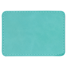 Load image into Gallery viewer, 3 1/2&quot; x 2 1/2&quot; Rectangle Teal Leatherette Patch with Adhesive