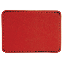 Load image into Gallery viewer, 3 1/2&quot; x 2 1/2&quot; Rectangle Red Leatherette Patch with Adhesive