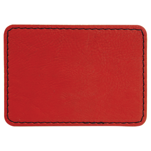 3 1/2" x 2 1/2" Rectangle Red Leatherette Patch with Adhesive