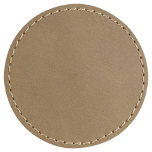 Load image into Gallery viewer, 3&quot; Round Light Brown Leatherette Patch with Adhesive