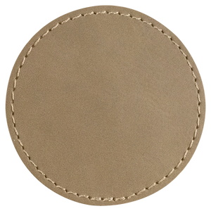 3" Round Light Brown Leatherette Patch with Adhesive