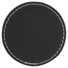 Load image into Gallery viewer, 2 1/2&quot; Round Black/Silver Leatherette Patch with Adhesive