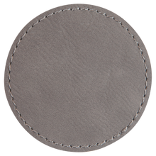 Load image into Gallery viewer, 3&quot; Round Gray Leatherette Patch with Adhesive