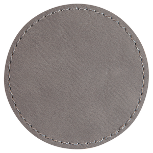 3" Round Gray Leatherette Patch with Adhesive