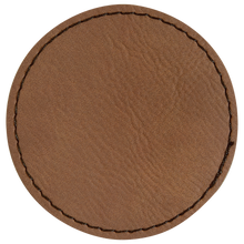 Load image into Gallery viewer, 3&quot; Round Dark Brown Leatherette Patch with Adhesive