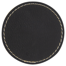 Load image into Gallery viewer, 3&quot; Round Black/Gold Leatherette Patch with Adhesive