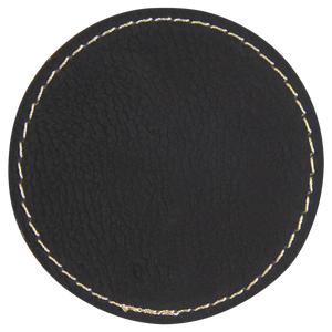 3" Round Black/Gold Leatherette Patch with Adhesive