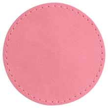 Load image into Gallery viewer, 3&quot; Round Pink Leatherette Patch with Adhesive