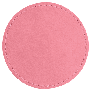 3" Round Pink Leatherette Patch with Adhesive