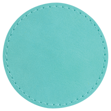 Load image into Gallery viewer, 3&quot; Round Teal Leatherette Patch with Adhesive