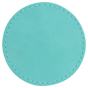 3" Round Teal Leatherette Patch with Adhesive