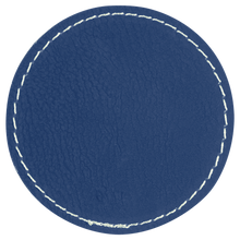 Load image into Gallery viewer, 2 1/2&quot; Round Blue/Silver Leatherette Patch with Adhesive