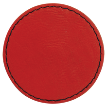 Load image into Gallery viewer, 3&quot; Round Red Leatherette Patch with Adhesive