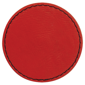 3" Round Red Leatherette Patch with Adhesive