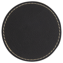 Load image into Gallery viewer, 2 1/2&quot; Round Black/Gold Leatherette Patch with Adhesive