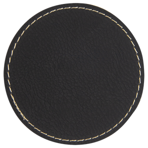 2 1/2" Round Black/Gold Leatherette Patch with Adhesive