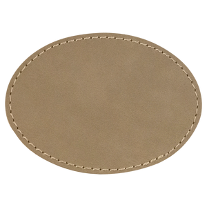 3 1/2" x 2 1/2" Oval Light Brown Leatherette Patch with Adhesive