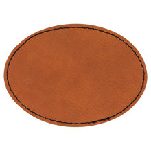 Load image into Gallery viewer, 3 1/2&quot; x 2 1/2&quot; Oval Rawhide Leatherette Patch with Adhesive