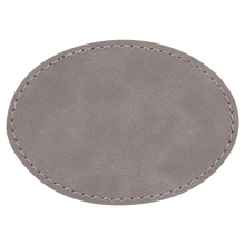 Load image into Gallery viewer, 3 1/2&quot; x 2 1/2&quot; Oval Gray Leatherette Patch with Adhesive