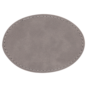 3 1/2" x 2 1/2" Oval Gray Leatherette Patch with Adhesive