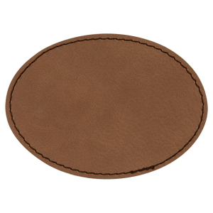 3 1/2" x 2 1/2" Oval Dark Brown Leatherette Patch with Adhesive