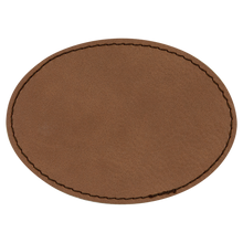 Load image into Gallery viewer, 3&quot; x 2&quot; Oval Dark Brown Leatherette Patch with Adhesive