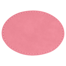 Load image into Gallery viewer, 3 1/2&quot; x 2 1/2&quot; Oval Pink Leatherette Patch with Adhesive