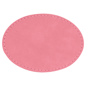 3 1/2" x 2 1/2" Oval Pink Leatherette Patch with Adhesive