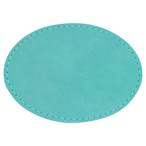 3" x 2" Oval Teal Leatherette Patch with Adhesive