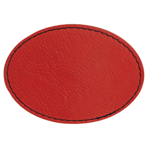 3 1/2" x 2 1/2" Oval Red Leatherette Patch with Adhesive