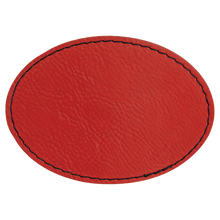 Load image into Gallery viewer, 3&quot; x 2&quot; Oval Red Leatherette Patch with Adhesive