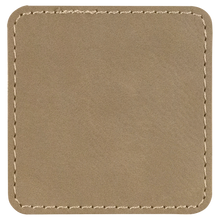 Load image into Gallery viewer, 2 1/2&quot; Square Light Brown Leatherette Patch with Adhesive