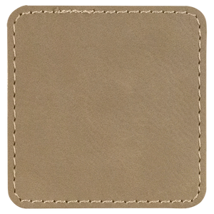 2 1/2" Square Light Brown Leatherette Patch with Adhesive