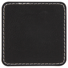 Load image into Gallery viewer, 2 1/2&quot; Square Black/Silver Leatherette Patch with Adhesive