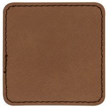 Load image into Gallery viewer, 2 1/2&quot; Square Dark Brown Leatherette Patch with Adhesive