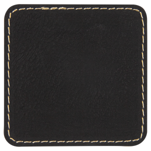 2 1/2" Square Black/Gold Leatherette Patch with Adhesive