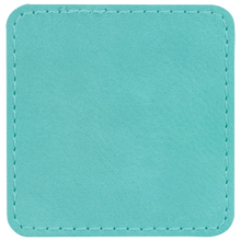 Load image into Gallery viewer, 2 1/2&quot; Square Teal Leatherette Patch with Adhesive