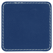 Load image into Gallery viewer, 2 1/2&quot; Square Blue/Silver Leatherette Patch with Adhesive