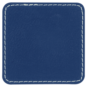 2 1/2" Square Blue/Silver Leatherette Patch with Adhesive